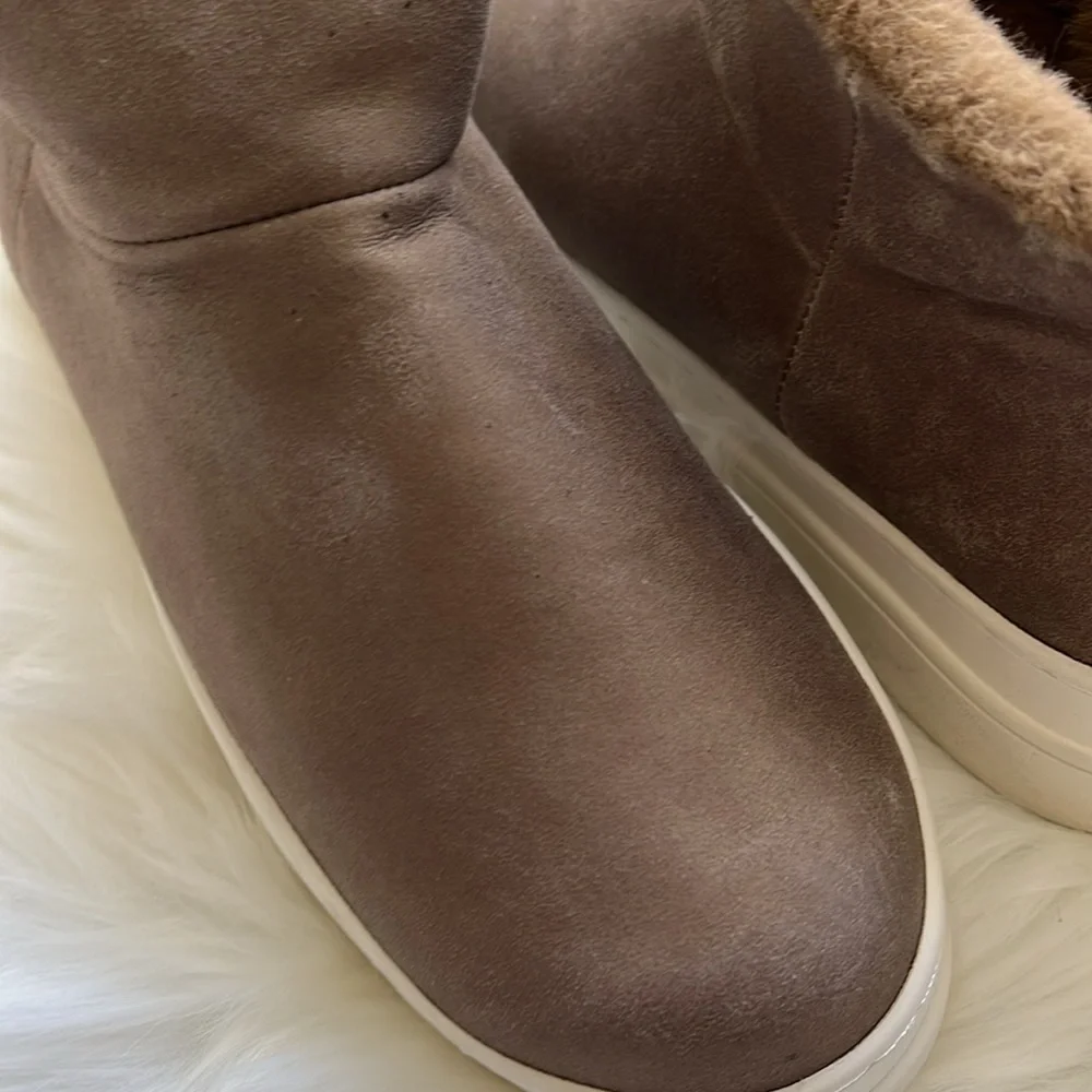 NEW JSlides Nia Brushed Suede & Fun Faux Fur Chunky Platform Sneaker Bootie 7.5M